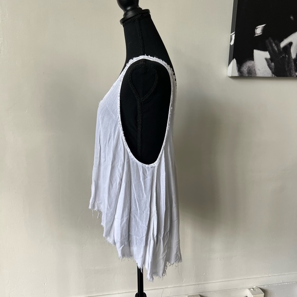 Backless Raw Hem Semi Sheer White Blouse - Picture 7 of 8